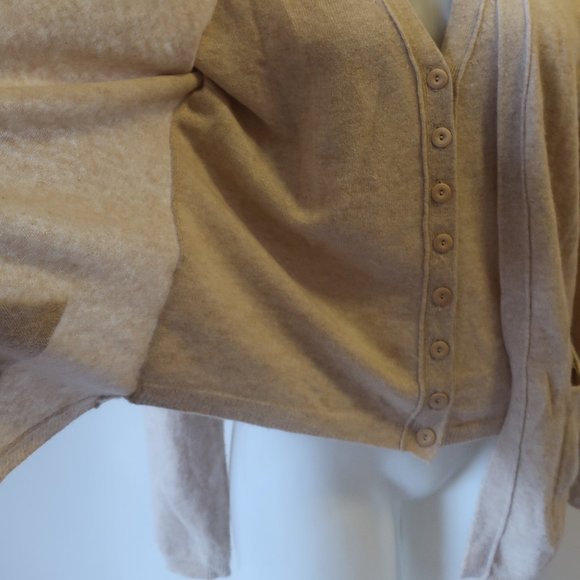 *Womens Sutton Cashmere Beige Cashmere V-Neck Faux Layered Cardigan Sweater L CO - Picture 8 of 13